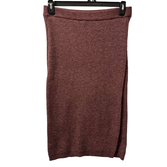 Lush Ribbed Knit Pencil Skirt Mulberry Sz M Acrylic/Cotton Blend Stretchy & Comf - Picture 1 of 11